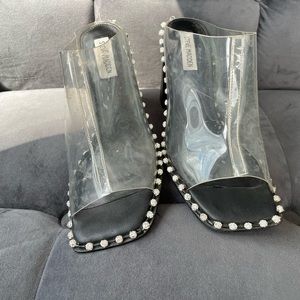 Black heels with clear top and studs